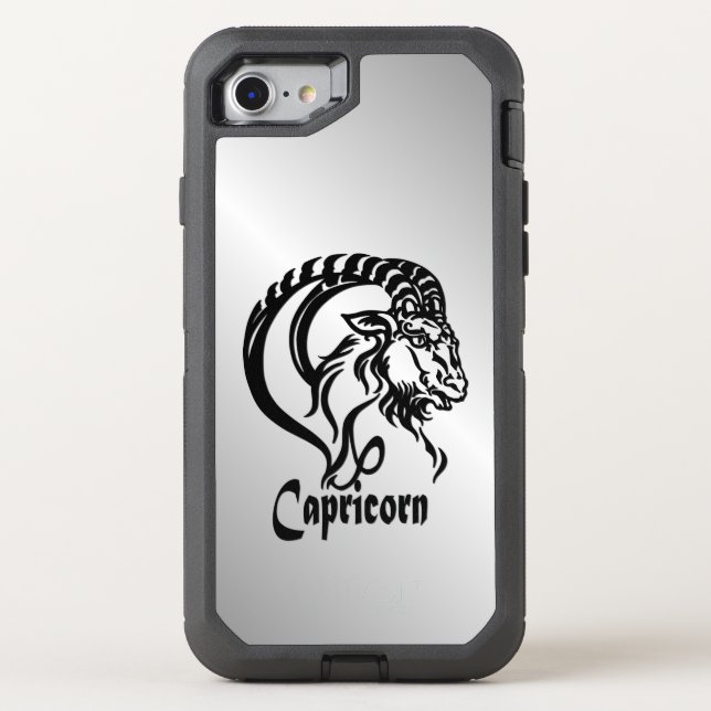 Capricorn Zodiac Sign and Symbol Silver Otterbox iPhone Case (Back)