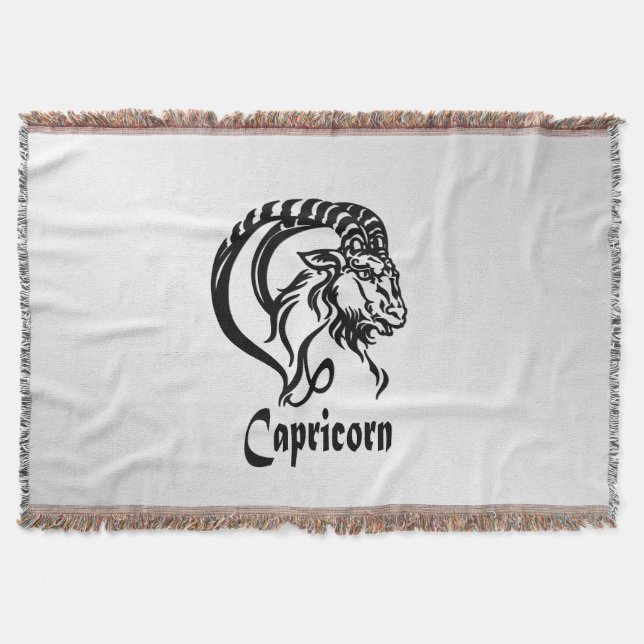 Capricorn Zodiac Sign and Symbol Silver Throw Blanket (Front)