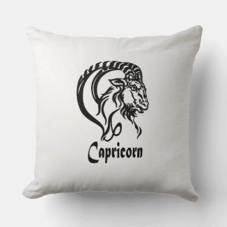 Capricorn Zodiac Sign and Symbol Silver Throw Pillow