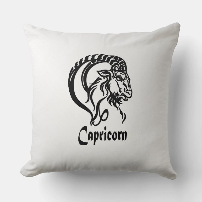 Capricorn Zodiac Sign and Symbol Silver Throw Pillow (Front)