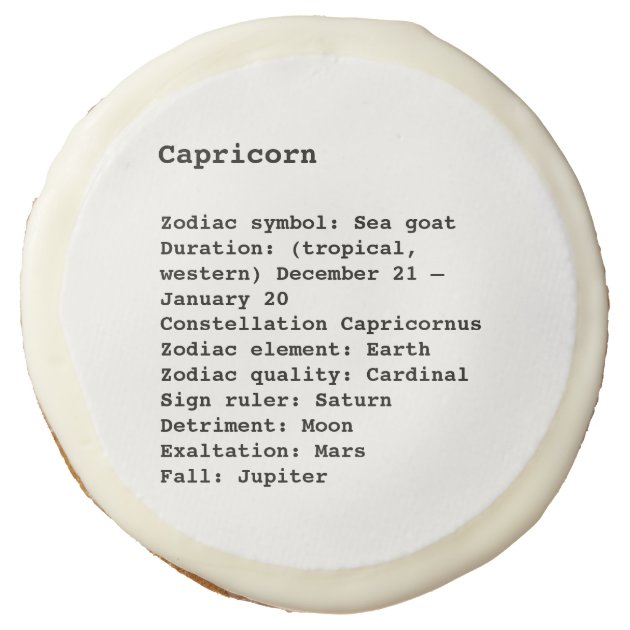 Capricorn Zodiac Sign Astrology birth star Sugar Cookie Zazzle