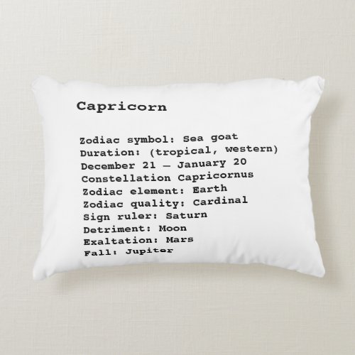 Capricorn Zodiac Sign Astrology black white Accent Pillow