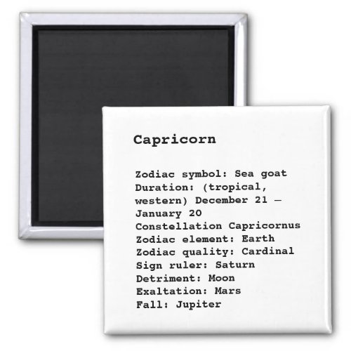 Capricorn Zodiac Sign Astrology black white Magnet