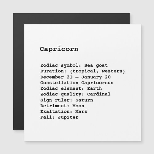 Capricorn Zodiac Sign Astrology black white magnet