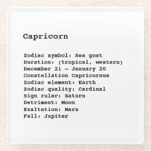 Capricorn Zodiac Sign Astrology Glass Coaster