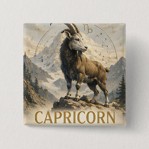 Capricorn Zodiac Sign Birthday Astrology Gift Button