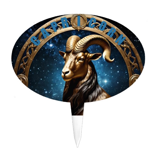 Capricorn zodiac sign cake topper (Front)