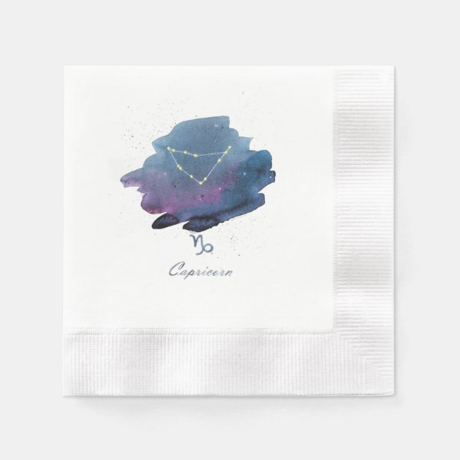 Capricorn Zodiac Sign Constellation Painting Napkins (Front)