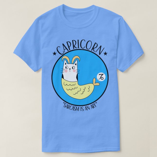 Capricorn Zodiac Sign Cute Funny Cat Kitty Kitten  T-Shirt (Design Front)