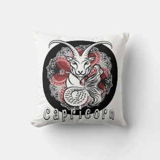 capricorn zodiac sign design by chennai Indipup Throw Pillow