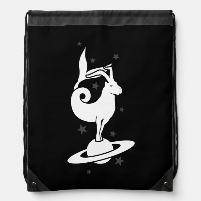Capricorn zodiac Sign Drawstring Bag (Front)