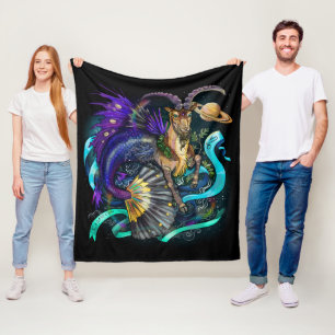 Capricorn zodiac sign fleece blanket