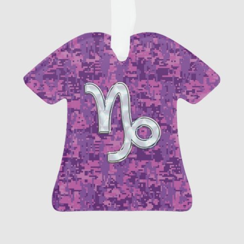 Capricorn Zodiac Sign Fuchsia Digital Camouflage Ornament