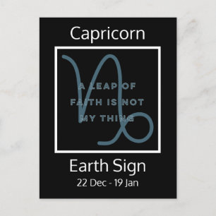 Capricorn Zodiac Sign Fun Quote in Blue and White Postcard