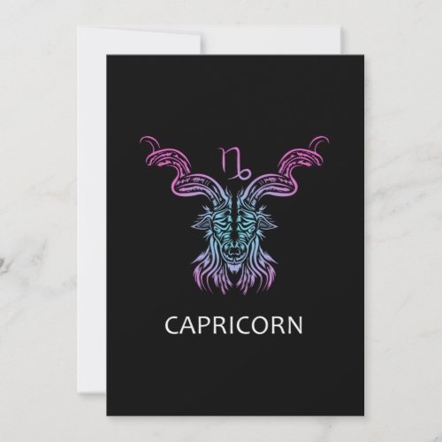 Capricorn Zodiac Sign Goat Design Birthday Gift Invitation