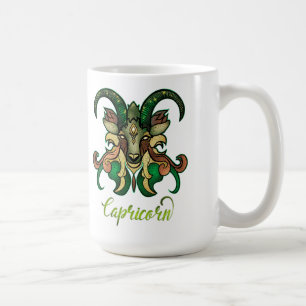 Capricorn zodiac sign Green Brown Sea Goat sparkle Coffee Mug