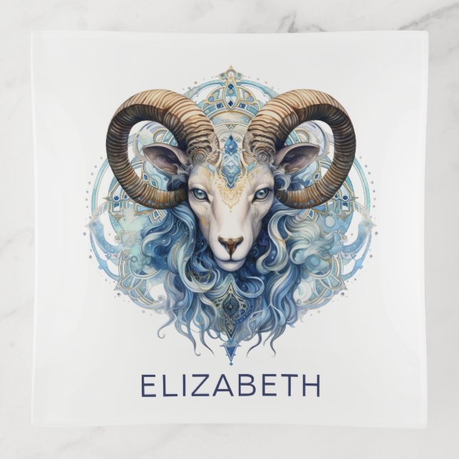 Capricorn Zodiac Sign Horoscope Trinket Tray (Front)