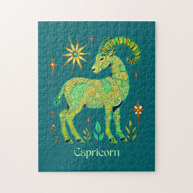 Capricorn Zodiac Sign in Intricate Patterns Jigsaw Puzzle (Vertical)
