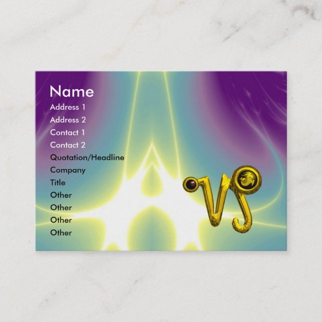 CAPRICORN ZODIAC SIGN JEWEL IN LIGHT WAVES BUSINESS CARD (Front)