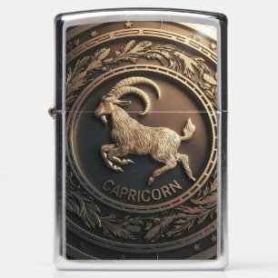 Capricorn Zodiac Sign Metal Emblem #2 Zippo Lighter