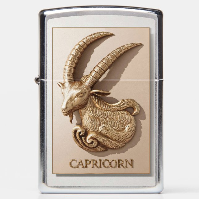 Capricorn Zodiac Sign Metal Emblem #3 Zippo Lighter (Front)