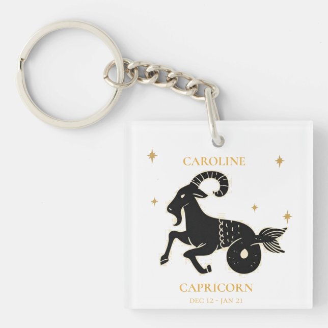 Capricorn  Zodiac Sign Name Astrological Gift Keychain (Front)