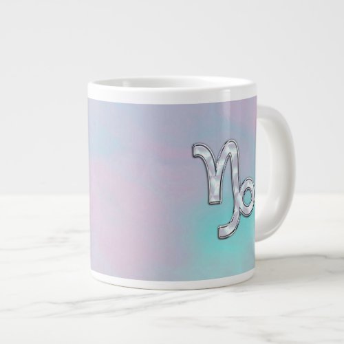 Capricorn Zodiac Sign on Mother of Pearl Style Large Coffee Mug