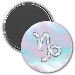 Capricorn Zodiac Sign on Mother of Pearl Style Magnet