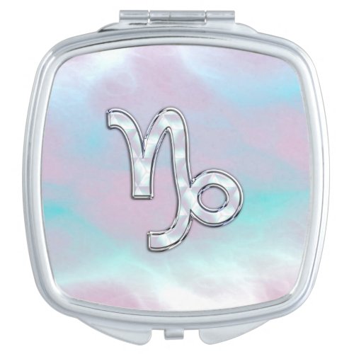 Capricorn Zodiac Sign on Mother of Pearl Style Mirror For Makeup