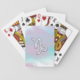 Capricorn Zodiac Sign on Mother of Pearl Style Playing Cards