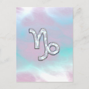 Capricorn Zodiac Sign on Mother of Pearl Style Postcard
