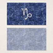 Capricorn Zodiac Sign on navy blue digital camo (Front & Back)