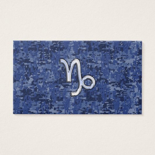 Capricorn Zodiac Sign on navy blue digital camo (Front)
