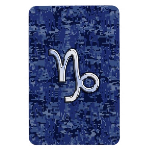 Capricorn Zodiac Sign on navy blue digital camo Magnet