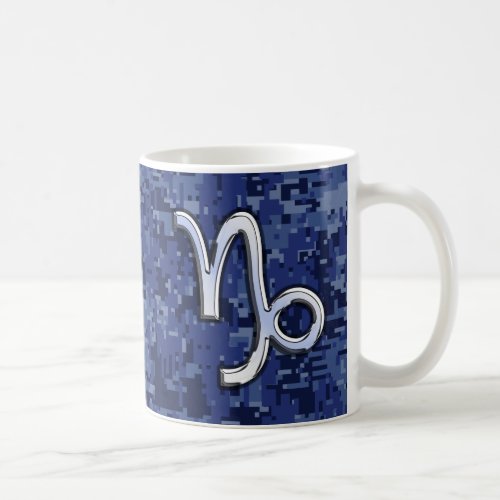 Capricorn Zodiac Sign on Navy Digital Camouflage Coffee Mug