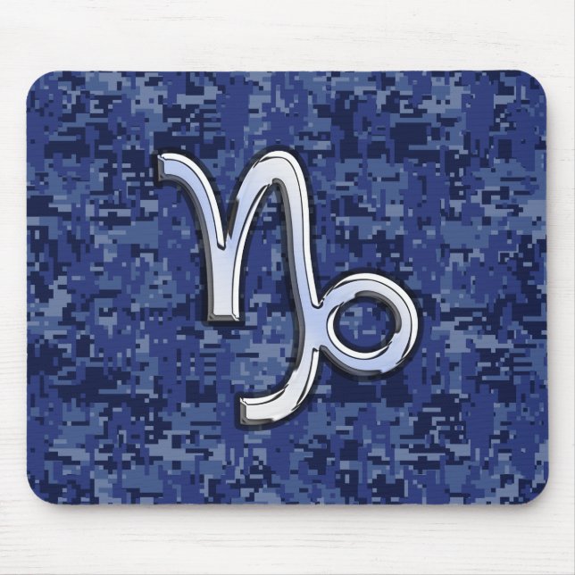 Capricorn Zodiac Sign on Navy Digital Camouflage Mouse Pad (Front)