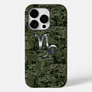 Capricorn Zodiac Sign on olive green camo Case-Mate iPhone 14 Pro Case