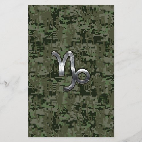 Capricorn Zodiac Sign on olive green digital camo Flyer