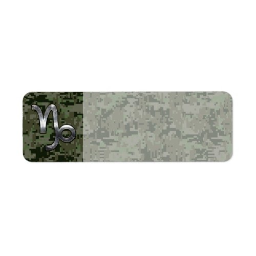 Capricorn Zodiac Sign on olive green digital camo Label