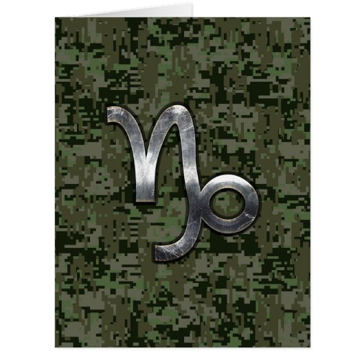 Capricorn Zodiac Sign on Woodland Digital Camo (Front)