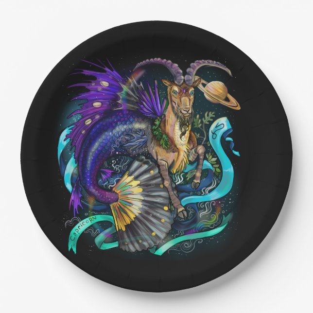 Capricorn Zodiac Sign Paper Plates (Front)