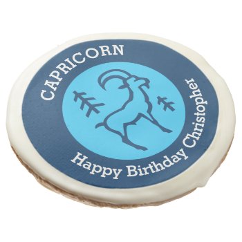 Capricorn Zodiac Sign Personalized Birthday Sugar Cookie by customcookiez at Zazzle