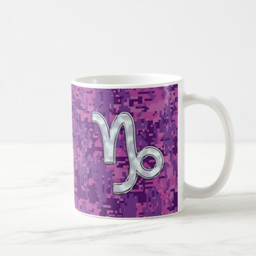 Capricorn Zodiac Sign Pink Digital Camouflage Coffee Mug