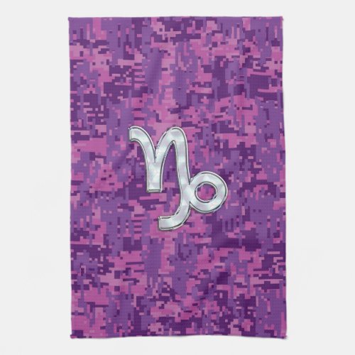 Capricorn Zodiac Sign Pink Digital Camouflage Kitchen Towel