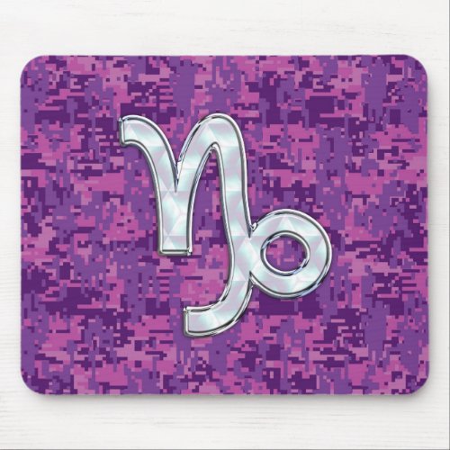 Capricorn Zodiac Sign Pink Digital Camouflage Mouse Pad