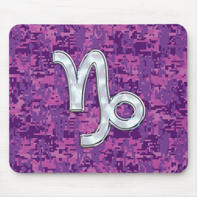 Capricorn Zodiac Sign Pink Digital Camouflage Mouse Pad (Front)