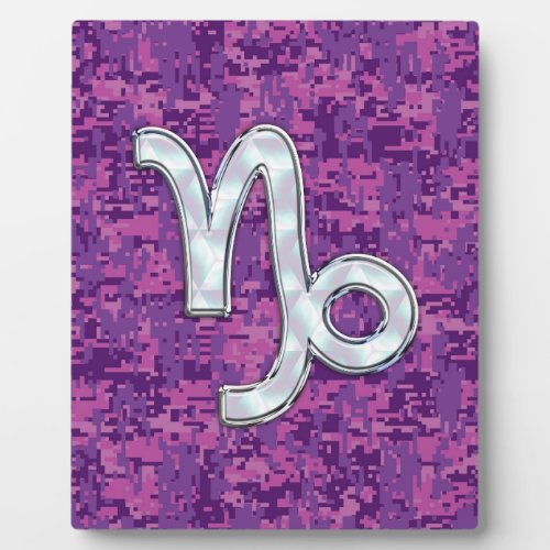 Capricorn Zodiac Sign Pink Digital Camouflage Plaque