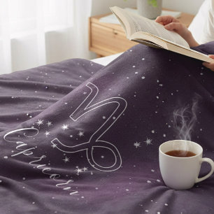 Capricorn Zodiac Sign Purple Astrology Duvet Cover