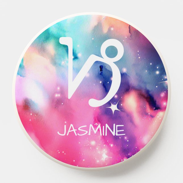 Capricorn Zodiac Sign Stunning Watercolor Paint PopSocket (Popsocket)