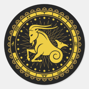 Capricorn - Zodiac Sign - Symbol - Horoscope Classic Round Sticker